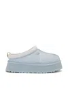 Ugg Tazz Braid-edge Suede Flatform Mules In Sea Foam