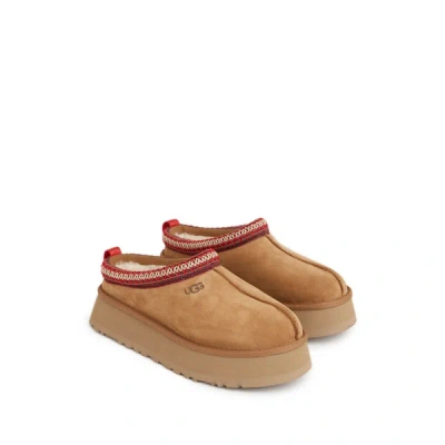 Ugg Tasman Beige Plaited Hem Mules In Suede Woman In Brown