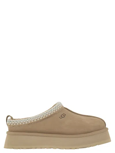 Ugg Tazz Suede Platform Slippers In Beige