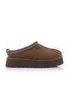 Ugg Womens Tazz Logo-debossed Suede And Shearling Slippers Dark Brow In Brown