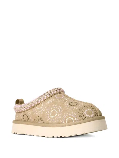 Ugg Kids' Tazz Sun Stitch Patterned Slippers In Neutral