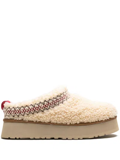 Ugg Tazz Fleece Platform Mules In Natural