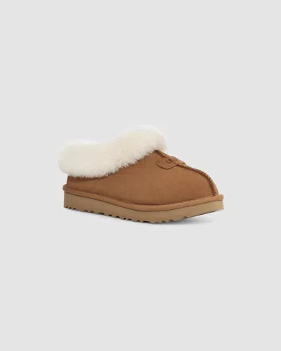 Ugg Tazzette 1134810-che Slipper Chestnut Suede Sheepskin Collar Rhs7870 In Brown