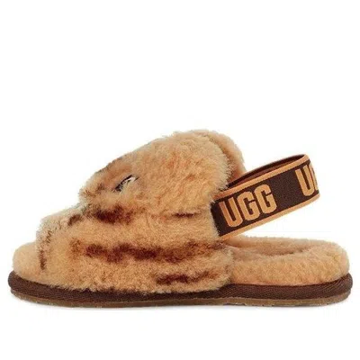 Ugg (td)  Fluff Yeah Slide Tiger Stuffie 'daisy Dark Earth' In Brown