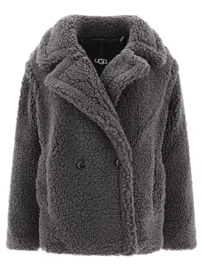 Ugg "teddy Gertrude" Short Coat In Gray