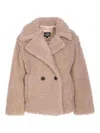 Ugg Gertrude Short Teddy Coat In Putty In Beige