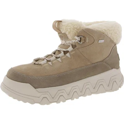 Ugg Terretrail Cozy Lace Womens Faux Fur Lined Suede Winter & Snow Boots In Beige