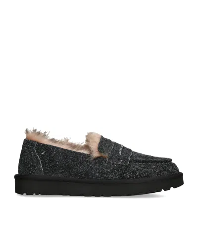 Ugg Textured Suede Ellis Loafers In Black