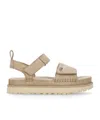 Ugg Thick Sole And Flat-heeled Sandals In Brown