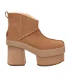 Ugg Womens Tan New Heights Mini Platform Suede Boots Eur 38/5 Uk In Brown