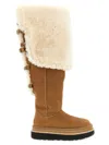 Ugg Sacai Platform Knee High Fur Trim Boots In Brown