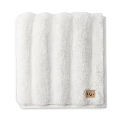 Ugg Tidal Faux Fur Throw Blanket In White