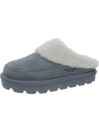 Ugg Tizzey Womens Suede Faux Fur Lined Scuff Slippers In Gray