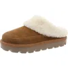 UGG TIZZEY WOMENS SUEDE FAUX FUR LINED SCUFF SLIPPERS