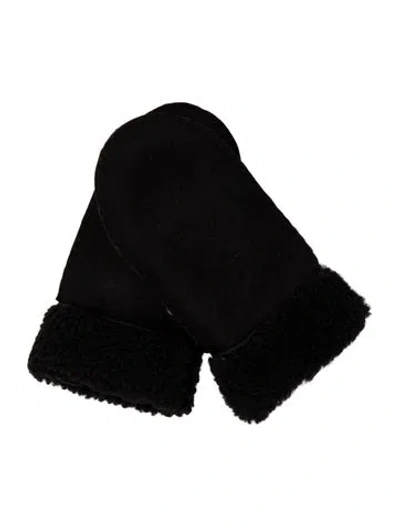 Pre-owned Ugg Babies' Toddler Girls Branded Fur Lined Mittens In Black