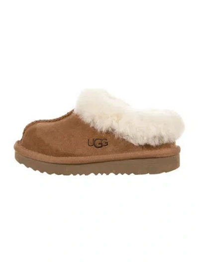 Pre-owned Ugg Babies' Toddler Girls' Shearling Fur Trim Slippers In Neutrals