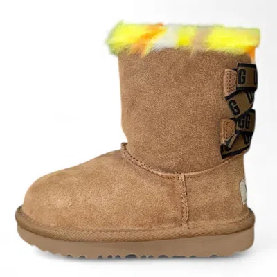 Ugg Toddler Kid's Bailey Bow Plaid Punk Boot In Chestnut In Brown