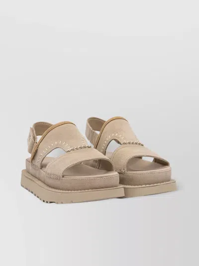 Ugg Toe Open Sole Textured Detailing Stitch In Beige
