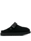 Ugg Chic Sheepskin Sandals With Adjustable Strap And Cushioned Sole In Black