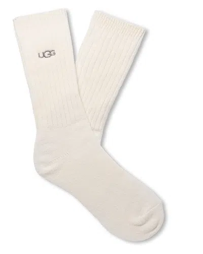 Ugg Trey Rib Knit Crew Socks In White