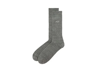 Ugg Trey Rib Knit Slouchy Crew Men's No Show Socks Shoes Arugula, Polyester/spandex In Gray