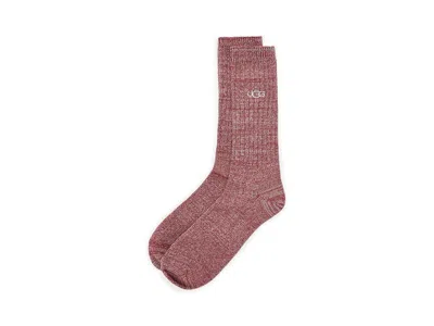 Ugg Trey Rib Knit Slouchy Crew Men's No Show Socks Shoes Coffee Berry, Polyester/spandex In Brown