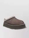 Ugg Trim Embroidered Slipper Round Toe Sole In Brown