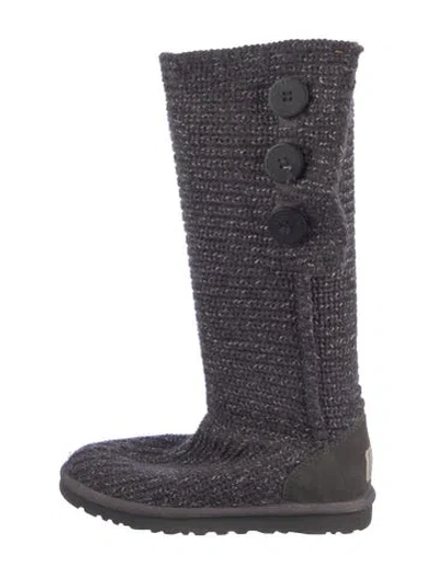 Pre-owned Ugg Tweed Pattern Riding Boots In Gray