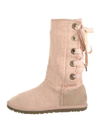 Pre-owned Ugg Tweed Pattern Slouch Boots In Pink