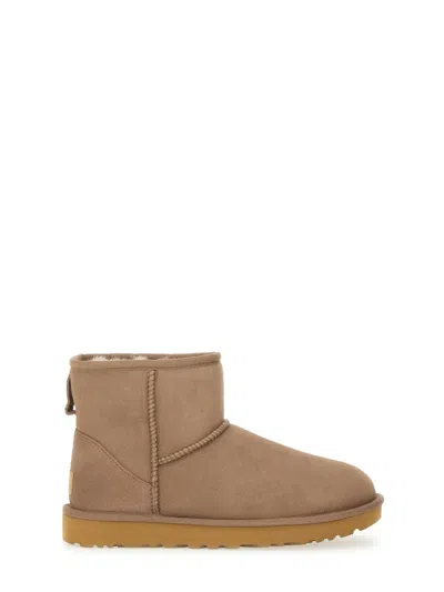 Ugg Classic Mini Ii Suede Boots With Shearling Lining In Brown
