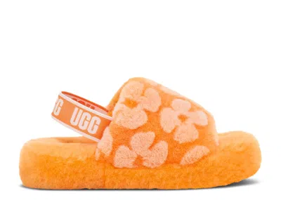Ugg Fluff Yeah Slide Kids 'california Poppy' In Orange