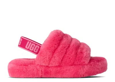 Ugg Fluff Yeah Slide Kids 'deep Coral Sachet Pink'