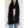 Ugg ®  Fringe Trim Knit Scarf In Black