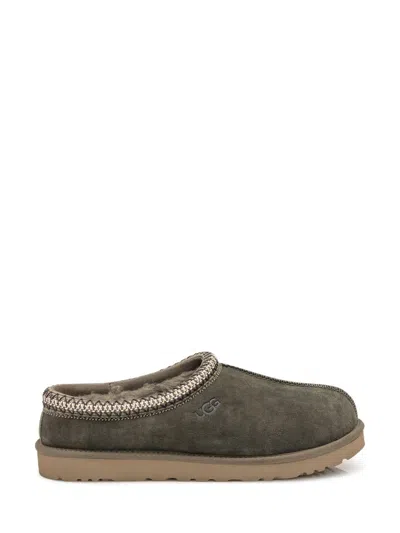 UGG UGG UGG GREEN SUEDE SABOTS WITH EMBROIDERED EDGE