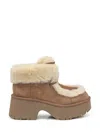 Ugg Platform Boots In Suede With Shearling Beige In Multi