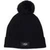 Ugg Kids' ®  Ribbed Wool Blend Pompom Beanie In Black