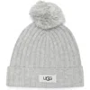 Ugg Kids' ®  Ribbed Wool Blend Pompom Beanie In Gray