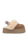 Ugg Sabot Platform In Suede And Shearling In Multi