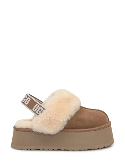 Ugg Sabot Platform In Suede And Shearling In Multi
