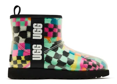 Ugg Wmns Classic Clear Mini Boot 'black Multi-color Checkerboard'