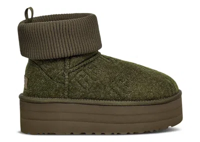 Ugg Wmns Classic Mini Platform Felted Boot 'forest Night' In Green