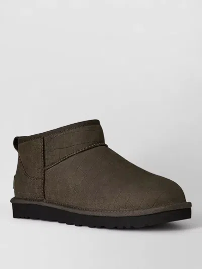 Ugg Ultra Mini Ankle Boots Crocodile Texture In Brown