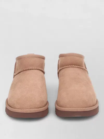 Ugg Ultra Mini Ankle Boots Round Toe Pull Tab In Brown