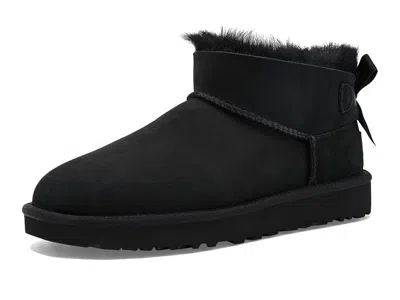 Ugg Ultra Mini Bailey Bow Women's Boots Black: 7 B - Medium, Suede
