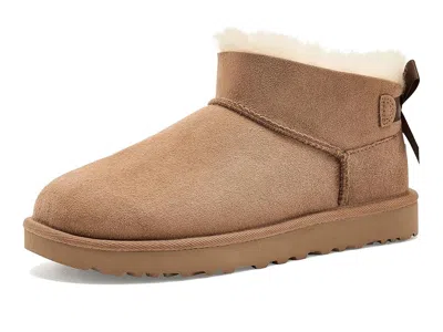 Ugg Ultra Mini Bailey Bow Women's Boots Chestnut: 12 B - Medium, Suede In Brown