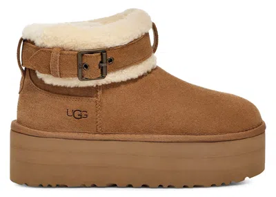 Pre-owned Ugg Ultra Mini Belted Roller Boot (women's) Sneakers In Chestnut