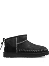 Ugg Black Classic Ultra Mini Biarritz Ankle Boots In Black