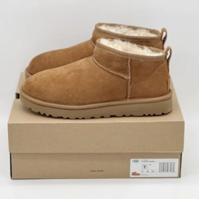 Pre-owned Ugg Ultra Mini Boots Size 7 Chestnut Womans Size Ready To Ship In Brown