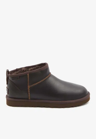 Ugg Ultra Mini Leather Regenerate Boots In Brown