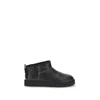 Ugg Classic Ultra Mini Leather Ankle Boots With Plush Lining In Black